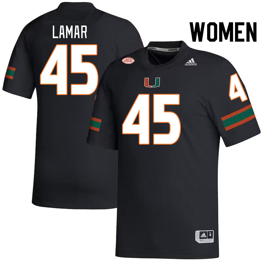 Women #45 Braylon Lamar Miami Hurricanes College Football Jerseys Stitched-Black